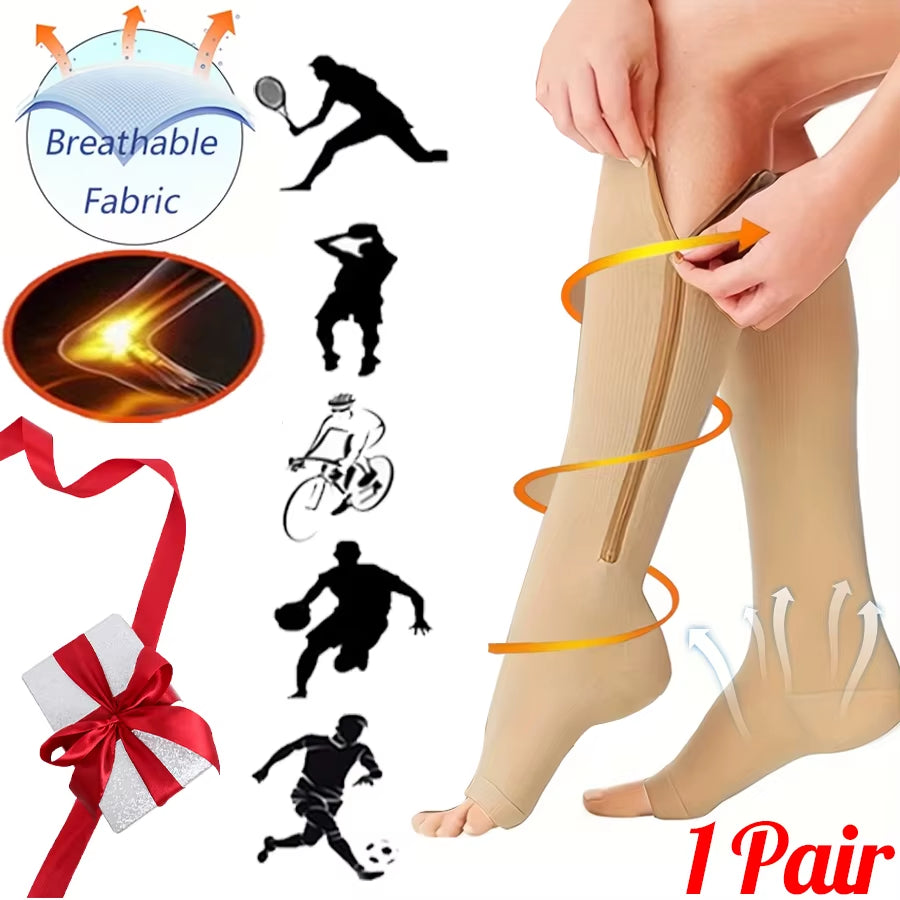 20-30Mmhg Compression Socks, Knee High Support Stockings for Women Men, Wide Calf Circulation Socks for Nurse Running Travel