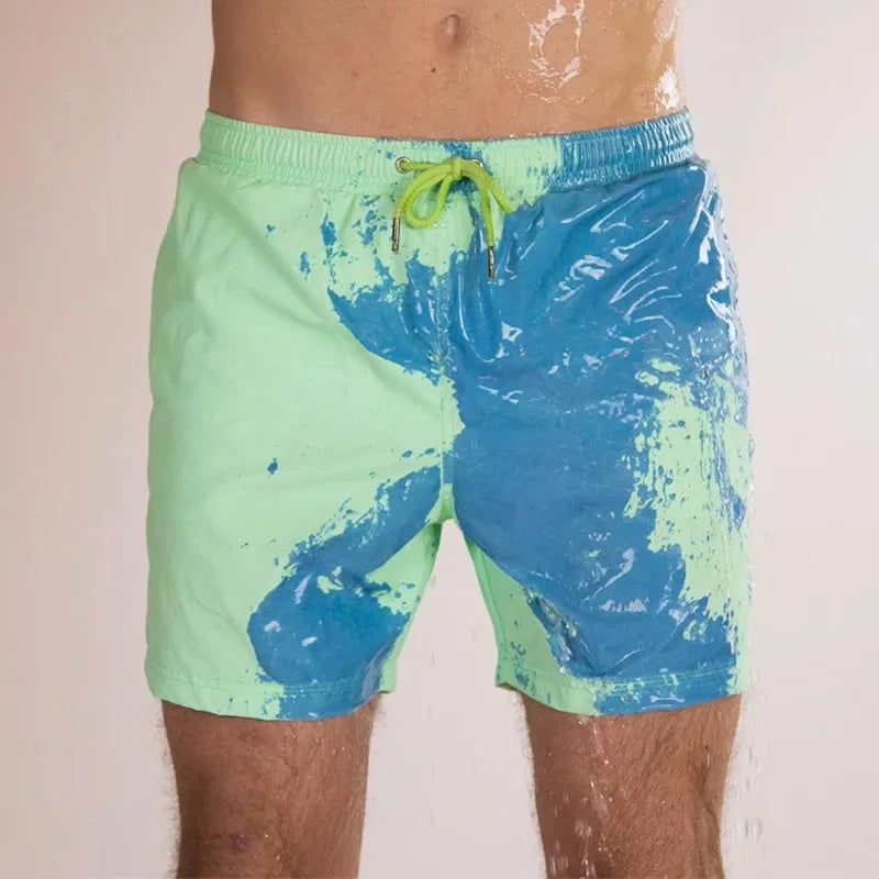 Men'S Beach Shorts, Water Color Change, Pants Sh Swimming Trunks, Large Size Temperature Quick Change Dry, Sens E9G3