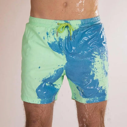 Men'S Beach Shorts, Water Color Change, Pants Sh Swimming Trunks, Large Size Temperature Quick Change Dry, Sens E9G3