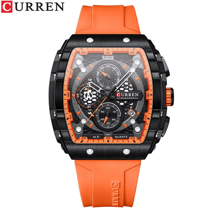 Fashion Men Watch Brand Unique Square Design Luxury Quartz Sports Tape Watches Men Waterproof