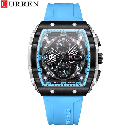 Fashion Men Watch Brand Unique Square Design Luxury Quartz Sports Tape Watches Men Waterproof