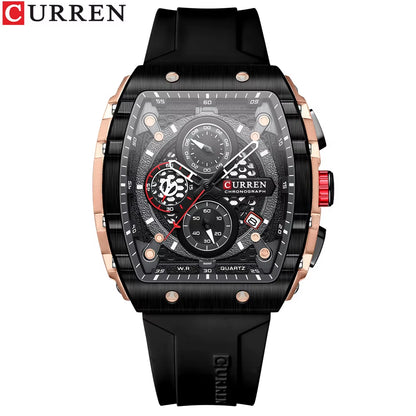 Fashion Men Watch Brand Unique Square Design Luxury Quartz Sports Tape Watches Men Waterproof