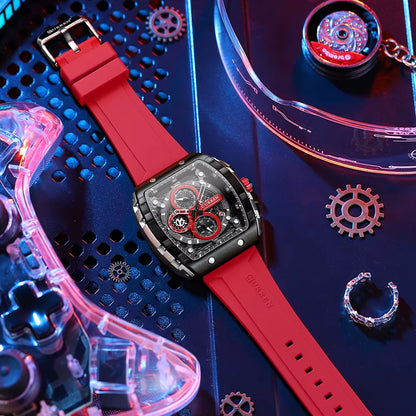 Fashion Men Watch Brand Unique Square Design Luxury Quartz Sports Tape Watches Men Waterproof