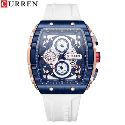 Fashion Men Watch Brand Unique Square Design Luxury Quartz Sports Tape Watches Men Waterproof