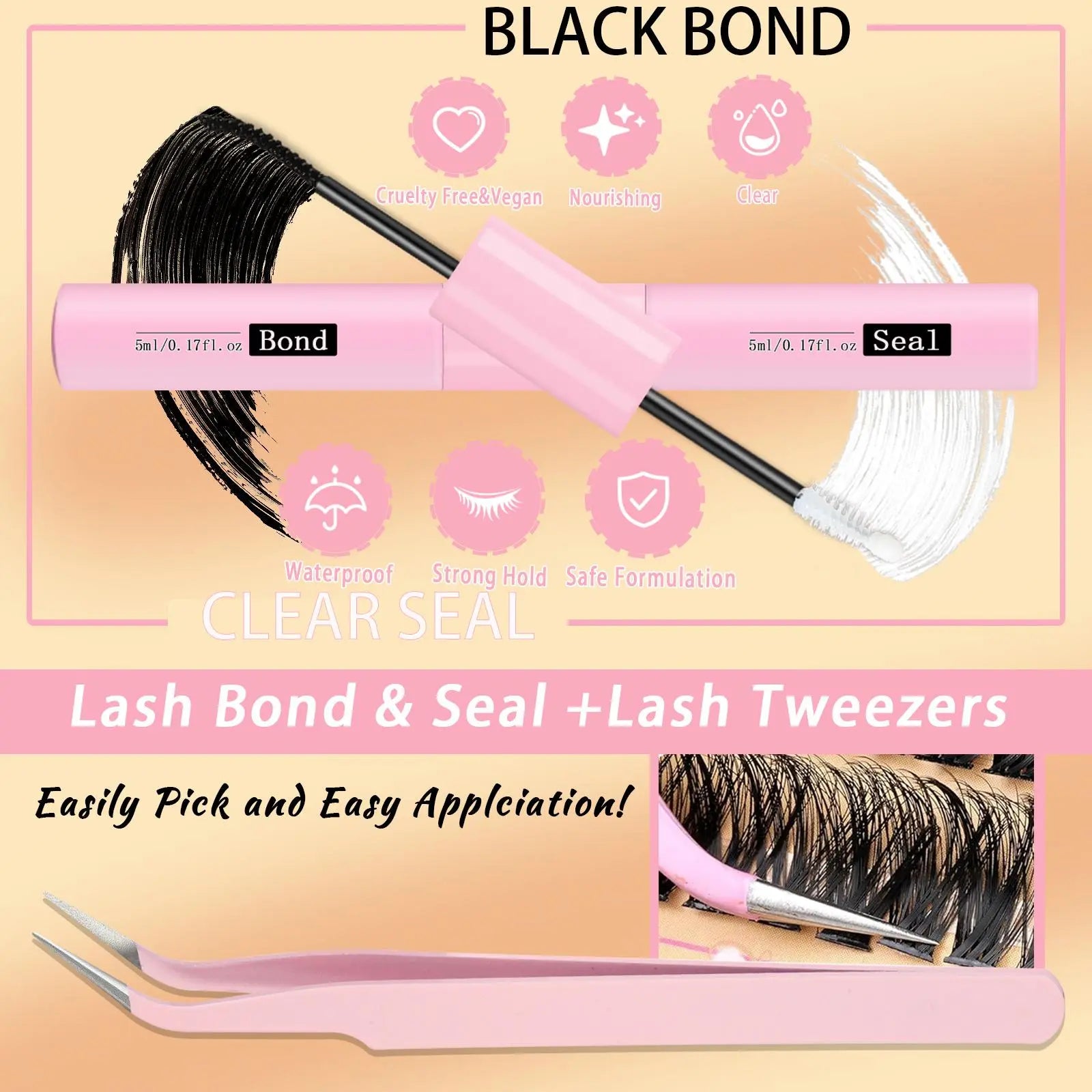 Natural Look Eyelash Extensions Kit, 1 Set Individual False Eyelash with Lash Glue & Tweezers & Brush, Eye Makeup Enhancement Natural Curling Lash Clusters, Full Volume Eyelashes Clusters, Realistic Lashes Clusters, DIY Dramatic Lashes, DIY Lash Kit