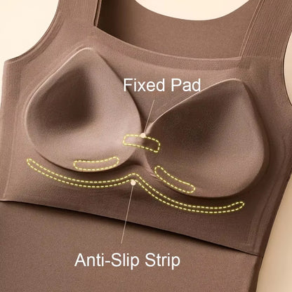 Ubowen for 40-70Kg Seamless Women Camisole Top with Chest Pad Fixed Cup Bottoming Underwear Tank Tops No Steeling Ring