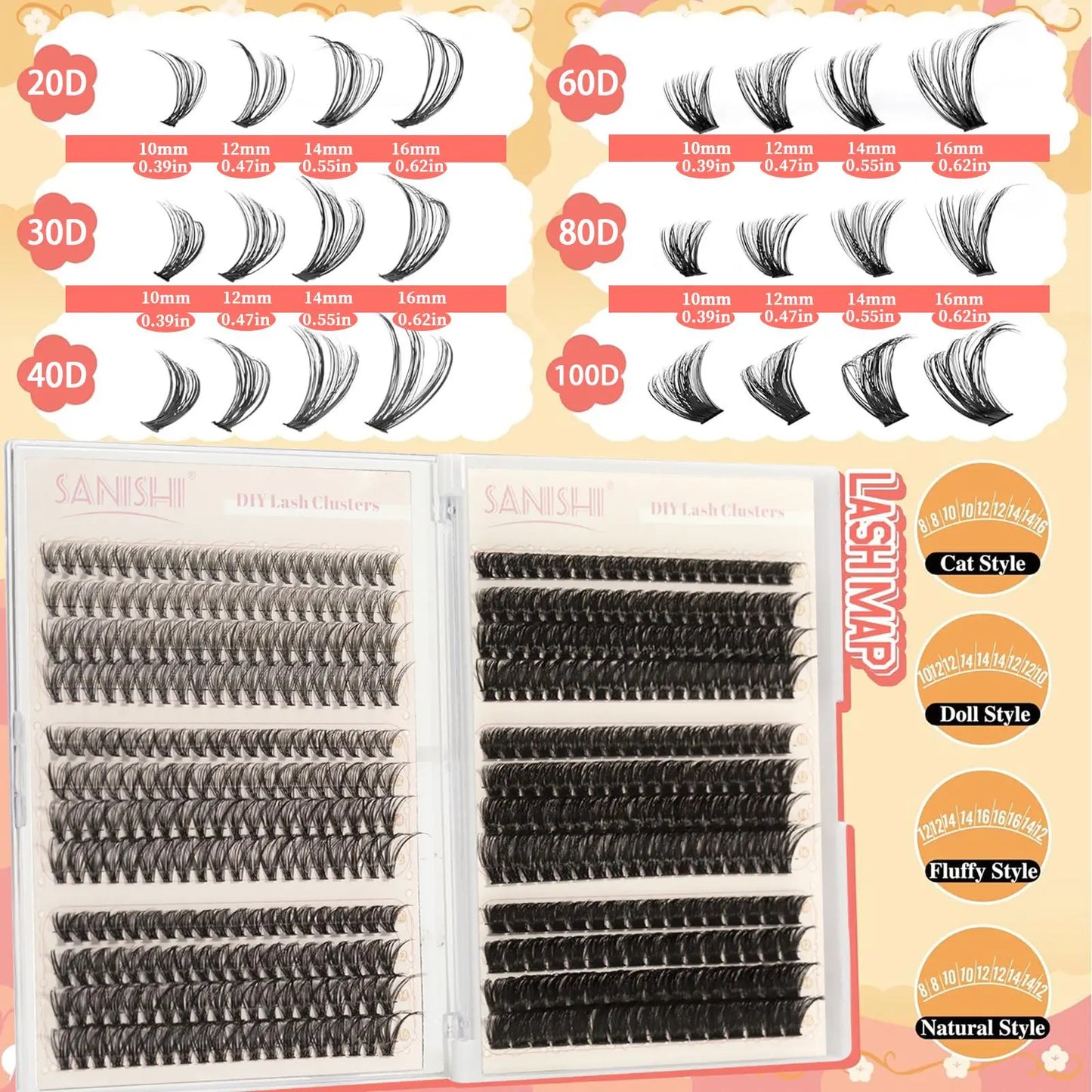 Natural Look Eyelash Extensions Kit, 1 Set Individual False Eyelash with Lash Glue & Tweezers & Brush, Eye Makeup Enhancement Natural Curling Lash Clusters, Full Volume Eyelashes Clusters, Realistic Lashes Clusters, DIY Dramatic Lashes, DIY Lash Kit