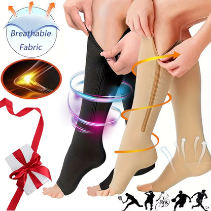 20-30Mmhg Compression Socks, Knee High Support Stockings for Women Men, Wide Calf Circulation Socks for Nurse Running Travel