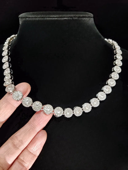 Unisex Alloy Rhinestone Round Necklace and Bracelet Set - Stylish Streetwear Jewelry for All Seasons