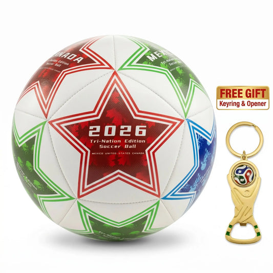 High-Durability Soccer Ball Size 5 - 2026 North American Tournament Commemorative Football - Tri-Nation Design (Usa,Canada,Mexico) for Sccer Ball, Professional Football Training Equipment for Youth & Adults, Ideal for Indoor & Outdoor Ball Sports