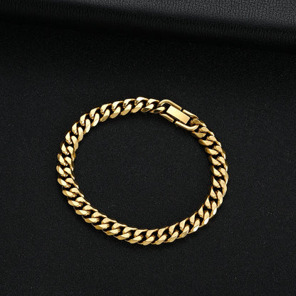 Pulsera Cubana para Hombre de Acero Titanio 316L de 8MM en Dorado y Negro - Joyería Hip Hop de Moda (Disponible en 18/20/22CM)