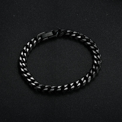 Pulsera Cubana para Hombre de Acero Titanio 316L de 8MM en Dorado y Negro - Joyería Hip Hop de Moda (Disponible en 18/20/22CM)