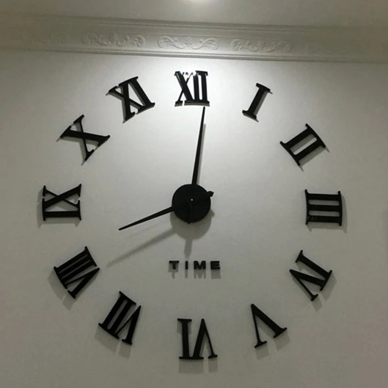 Gran Reloj de Pared 3D DIY Sin Marco con Espejo Acrílico – Decoración Elegante para Sala de Estar y Dormitorio
