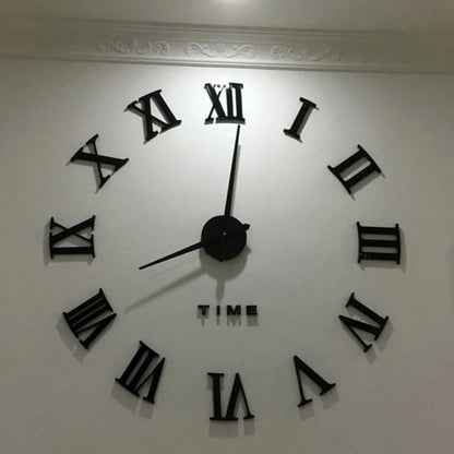 Gran Reloj de Pared 3D DIY Sin Marco con Espejo Acrílico – Decoración Elegante para Sala de Estar y Dormitorio