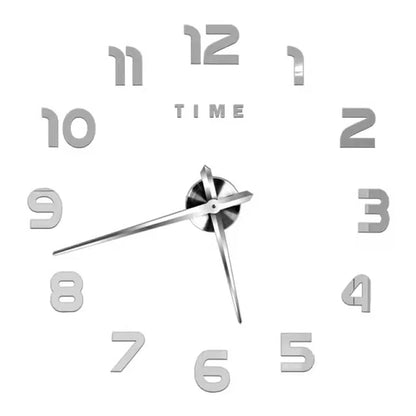 Gran Reloj de Pared 3D DIY Sin Marco con Espejo Acrílico – Decoración Elegante para Sala de Estar y Dormitorio