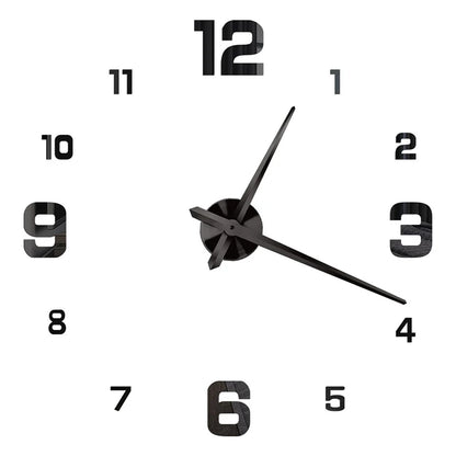 Gran Reloj de Pared 3D DIY Sin Marco con Espejo Acrílico – Decoración Elegante para Sala de Estar y Dormitorio