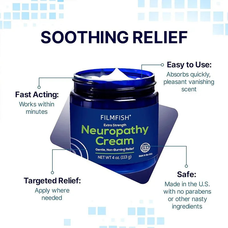 Crema de fuerza extra para la neuropatía en pies y articulaciones - Alivio calmante para los nervios, fórmula no grasosa para un confort rápido e hidratación de manos, piernas y cuerpo.