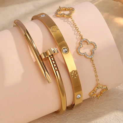 Set Pareja Completo - Brazalete Zircon Gold & Silver