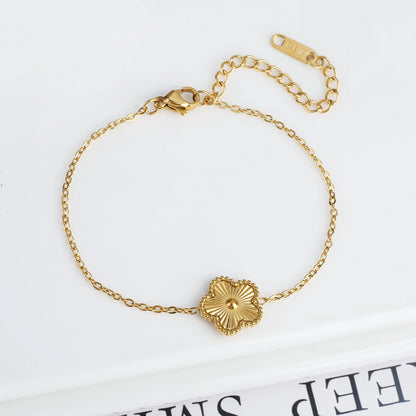 Pulsera Ajustable de Acero Inoxidable para Mujer con Diseño Floral de Cinco Pétalos – Joyería de Moda para Ocasiones Especiales y Regalos
