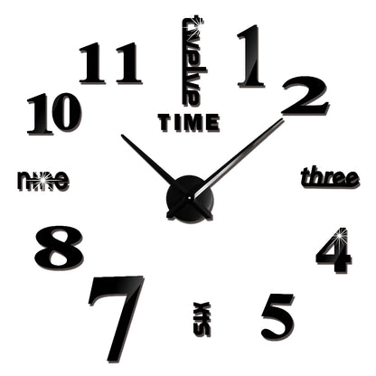 Gran Reloj de Pared 3D DIY Sin Marco con Espejo Acrílico – Decoración Elegante para Sala de Estar y Dormitorio