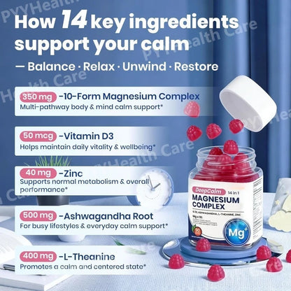 Elevate Your Wellness with Magnesium Complex Gummies - Enriched with Vitamin D3, Zinc, and L-Theanine for Natural Nutritional Support