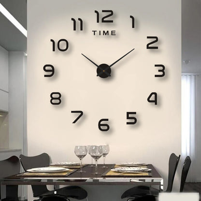 Gran Reloj de Pared 3D DIY Sin Marco con Espejo Acrílico – Decoración Elegante para Sala de Estar y Dormitorio