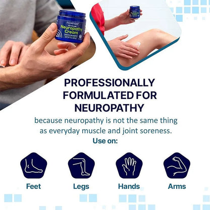Crema de fuerza extra para la neuropatía en pies y articulaciones - Alivio calmante para los nervios, fórmula no grasosa para un confort rápido e hidratación de manos, piernas y cuerpo.