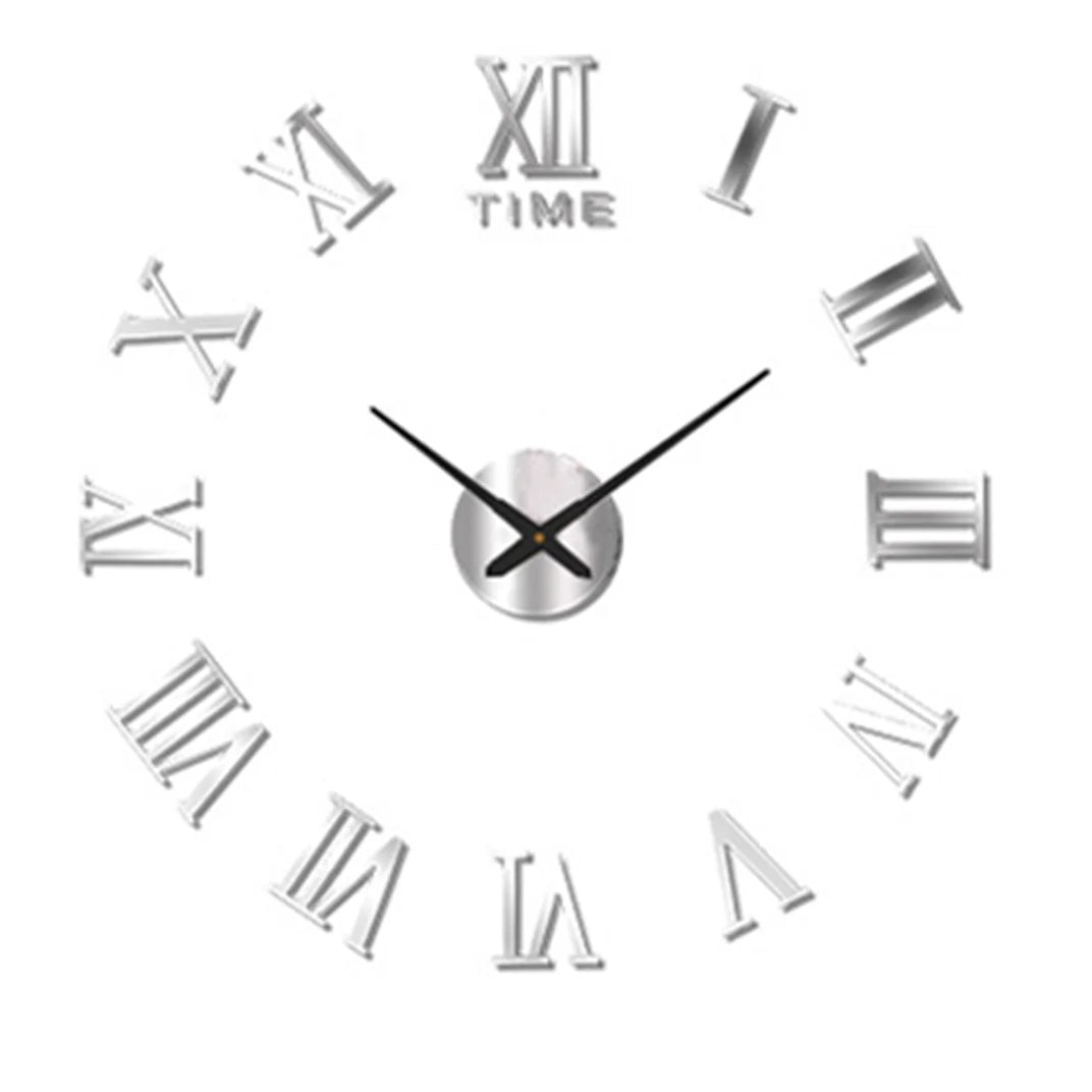 Gran Reloj de Pared 3D DIY Sin Marco con Espejo Acrílico – Decoración Elegante para Sala de Estar y Dormitorio