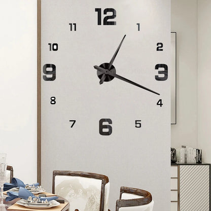 Gran Reloj de Pared 3D DIY Sin Marco con Espejo Acrílico – Decoración Elegante para Sala de Estar y Dormitorio