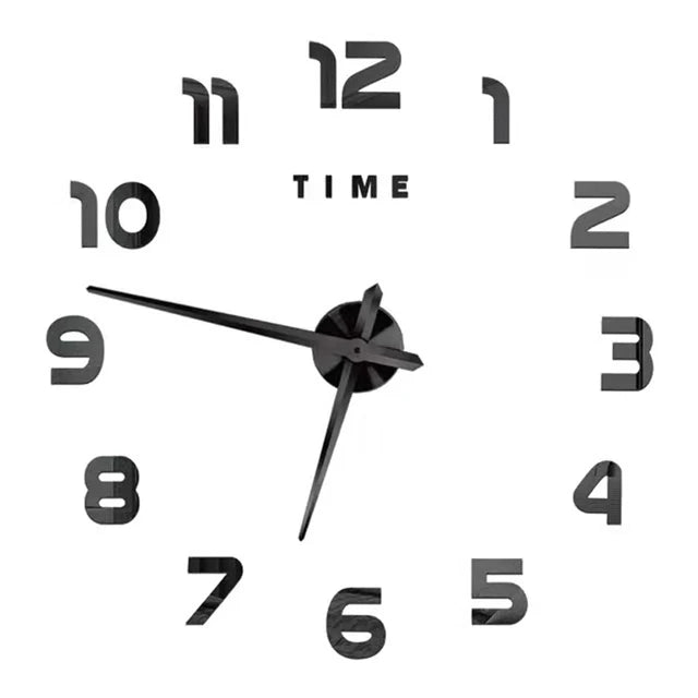Gran Reloj de Pared 3D DIY Sin Marco con Espejo Acrílico – Decoración Elegante para Sala de Estar y Dormitorio