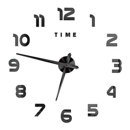 Gran Reloj de Pared 3D DIY Sin Marco con Espejo Acrílico – Decoración Elegante para Sala de Estar y Dormitorio