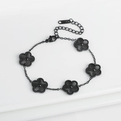 Pulsera Ajustable de Acero Inoxidable para Mujer con Diseño Floral de Cinco Pétalos – Joyería de Moda para Ocasiones Especiales y Regalos