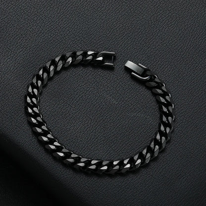 Pulsera Cubana para Hombre de Acero Titanio 316L de 8MM en Dorado y Negro - Joyería Hip Hop de Moda (Disponible en 18/20/22CM)