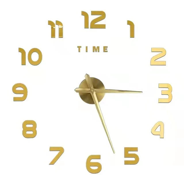 Gran Reloj de Pared 3D DIY Sin Marco con Espejo Acrílico – Decoración Elegante para Sala de Estar y Dormitorio