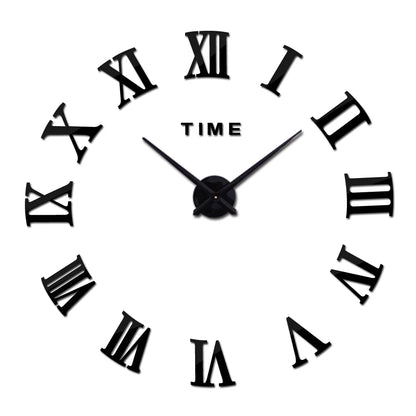 Gran Reloj de Pared 3D DIY Sin Marco con Espejo Acrílico – Decoración Elegante para Sala de Estar y Dormitorio