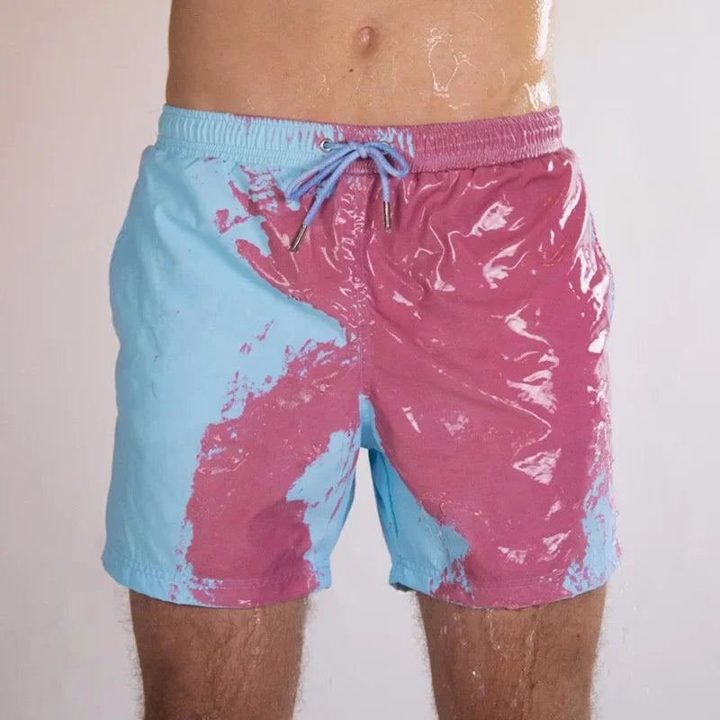 Men'S Beach Shorts, Water Color Change, Pants Sh Swimming Trunks, Large Size Temperature Quick Change Dry, Sens E9G3