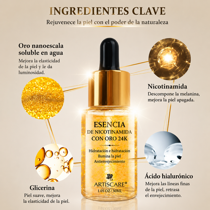 Set Skincare 24K Gold – Sérum, Crema Ojos y Esencia Facial