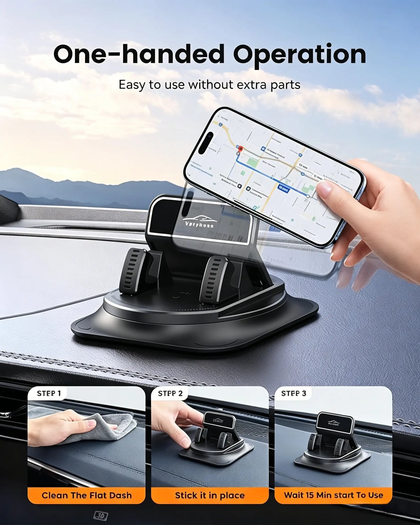 Car Phone Holder, Portable Mobile Phone Holder, Stable and Durable.In-Built Parking Number Plate Function, Quickly Switch to a Phone Number Plate.