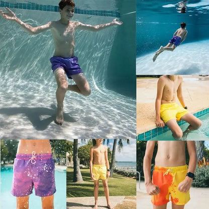 Men'S Beach Shorts, Water Color Change, Pants Sh Swimming Trunks, Large Size Temperature Quick Change Dry, Sens E9G3